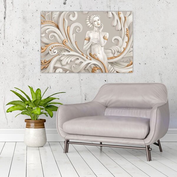 Tablou - Imagine a zeiței într-un fundal ornamental (90x60 cm)