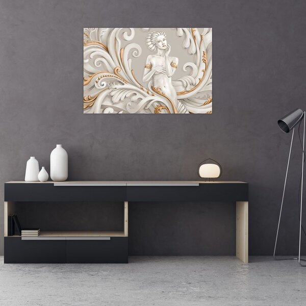 Tablou - Imagine a zeiței într-un fundal ornamental (90x60 cm)