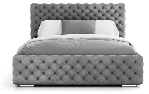 Pat tapitat cu spatiu de depozitare 140x200 PRO line 15 Grafit Velvet