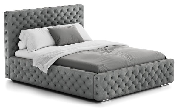 Pat tapitat cu spatiu de depozitare 140x200 PRO line 15 Grafit Velvet