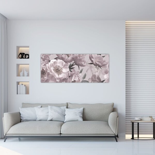 Tablou - Vintage bujorii (120x50 cm)