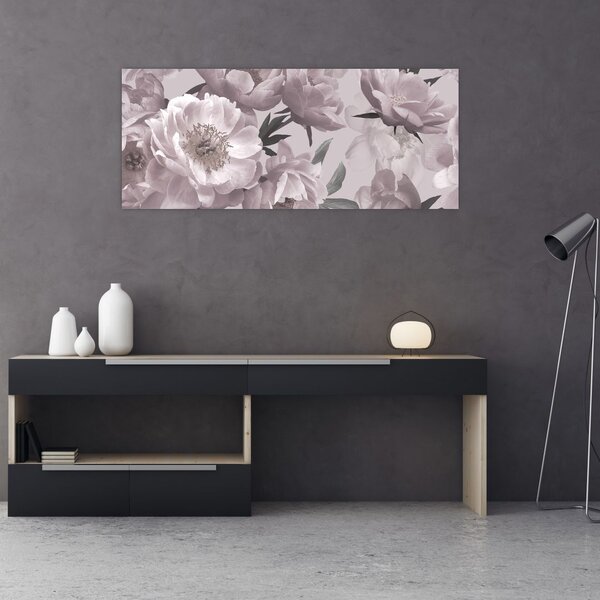 Tablou - Vintage bujorii (120x50 cm)