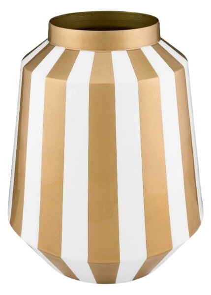 Vaza decorativă, din metal, Pip Studio, Stripes White Gold, 24x29 cm, colecția Royal Dot Delight