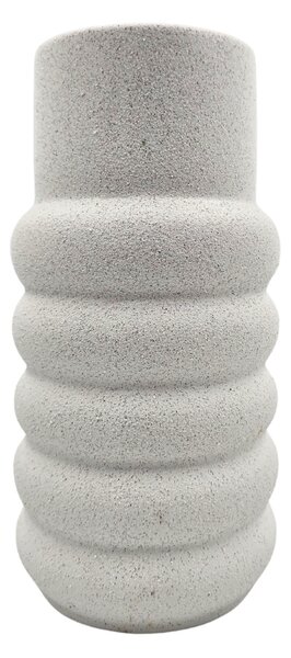 Vaza decorativă, din porțelan, model dungi, 20x10 cm, culoarea alb