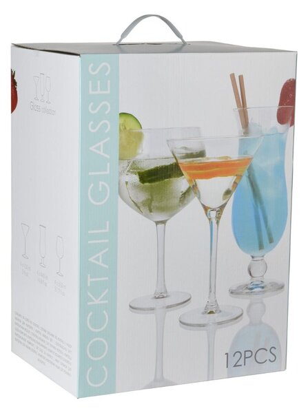 Set 12 pahare, cu picior, pentru cocktail, Excellent Houseware