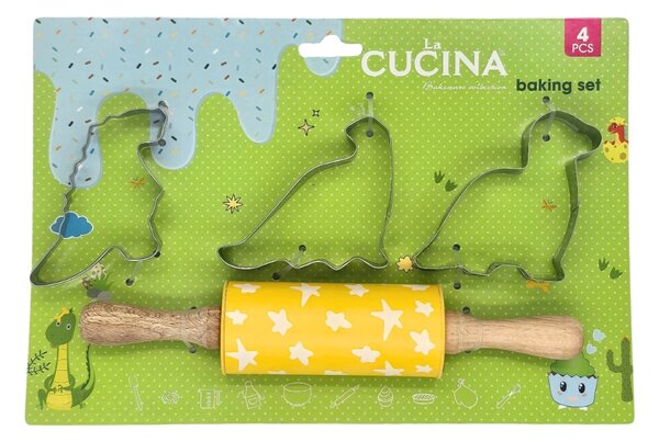 Set 3 forme cu sucitor, model dinozauri, pentru prăjituri