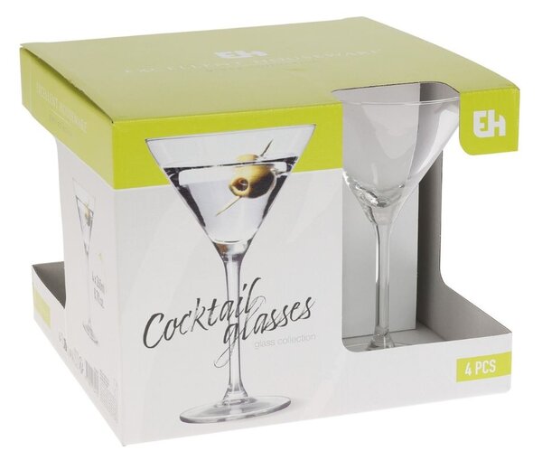 Set 4 pahare, cu picior, pentru Cocktail, 260 ml, Excellent Houseware