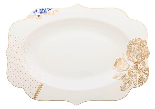 Platou oval, din porțelan, Pip Studio, White, 40 cm, colecția Royal White