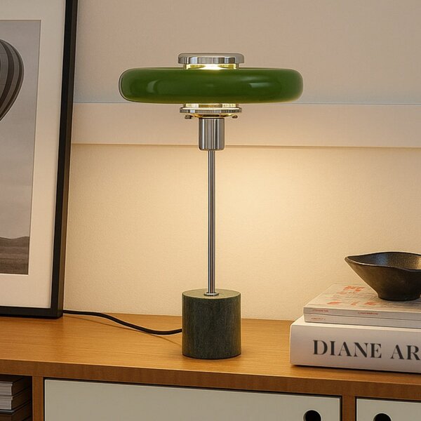 Lindby Lampă de masă Branford, retro, verde, metal/marmură, Verde, Camera de zi / sufragerie, Metal, Vintage