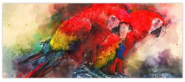 Tablou - Papagali roșii ara (120x50 cm)