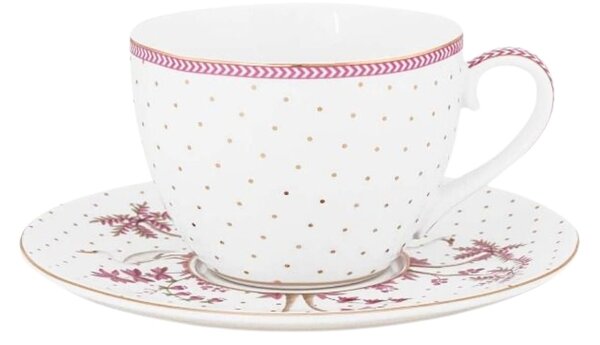 Cană espresso cu farfurioară, Pip Studio, Dots Gold Pink, 280 ml, colecția Jolie