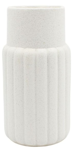 Vaza decorativă, Arti Casa, din porțelan, model linii, 20x10 cm, culoarea alb