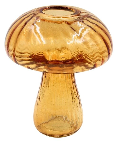 Vază decorativă, formă de ciupercă, din sticlă, Arti Casa, 15 x 12 cm, cărămiziu