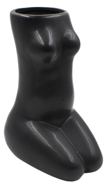Vază decorativă, formă trup de femeie, din porțelan, Arti Casa, 21 x 7 cm, negru