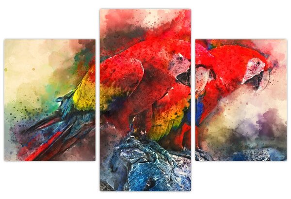 Tablou - Papagali roșii ara (90x60 cm)
