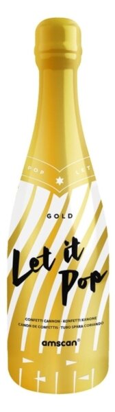 Tun de Confetti în formă de sticlă de șampanie, gold, Amscan