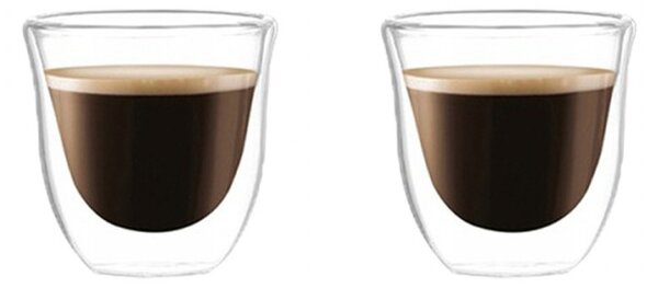 Set 2 pahare cafea, pereți dubli, sticlă borosilicată, 70 ml