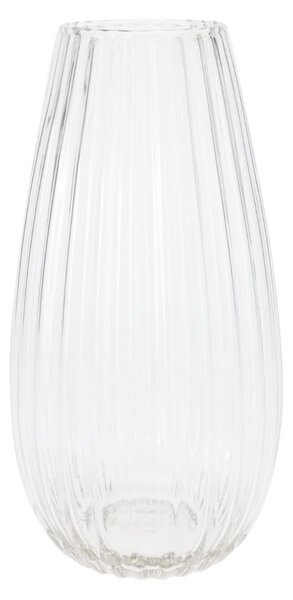 Vază decorativă din sticlă transparentă canelată, 15x30 cm