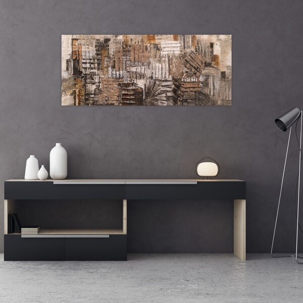Tablou - Abstract, nuanțe maro (120x50 cm)