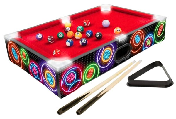 Mini Masă de biliard, portabilă, cu accesorii led, 48.5x30 cm