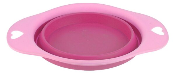 Bol pliabil, din silicon, pentru animale, 19 cm, culoarea roz