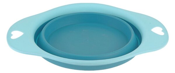 Bol pliabil, din silicon, pentru animale, 19 cm, culoarea albastru