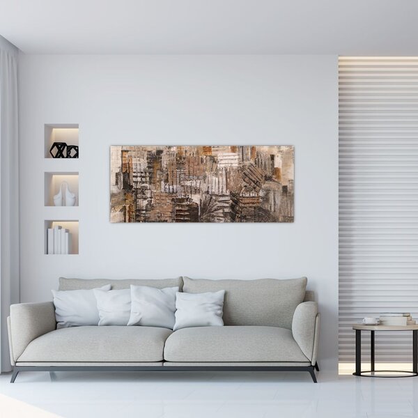 Tablou - Abstract, nuanțe maro (120x50 cm)