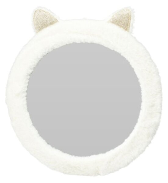 Oglindă decorativă, pentru camera copilului, model pisicuță, 31 cm, culoarea alb