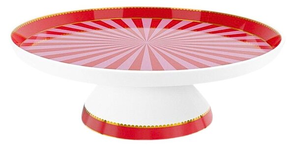 Mini tavă din porțelan, pentru tort, Pip Studio, Red/Pink, 24 cm, colecția Love Birds