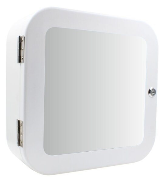 Dulap pentru Medicamente cu Oglindă și Închidere cu Cheie, 32x32x11.5 cm, Alb – Bathroom Solutions
