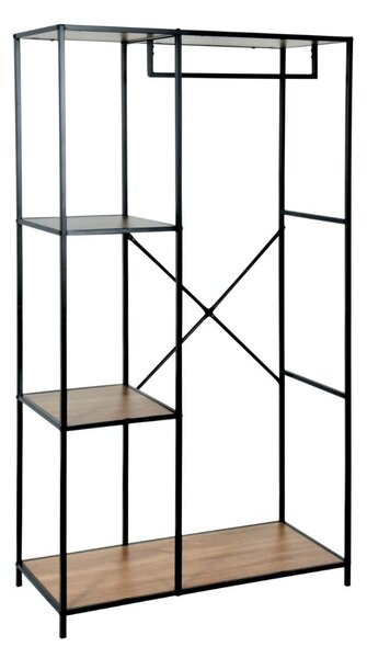 Etajeră Garderobă cu Rafturi – 90x40x166.5 cm | Cadru Metalic Negru & Blaturi MDF | H&S Collection