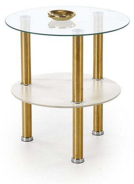 Masuta DUCAT S, transparent/auriu, sticla/otel, 45x49 cm