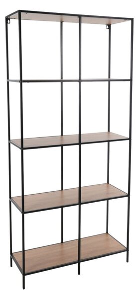 Etajeră cu 5 Rafturi – 78x30x170 cm | Cadru Metalic Negru & Polițe MDF Lemn | H&S Collection