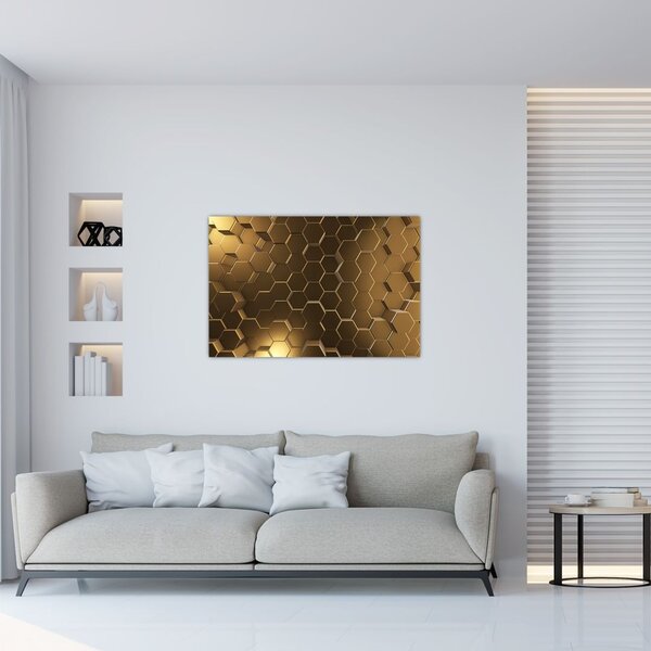 Tablou - Hexagoane verzi (90x60 cm)