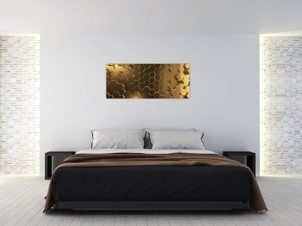 Tablou - Hexagoane verzi (120x50 cm)
