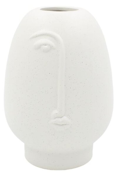 Vază decorativă, ceramică, culoarea alb mat, design abstract față umană, 17x12 cm, Arti Casa