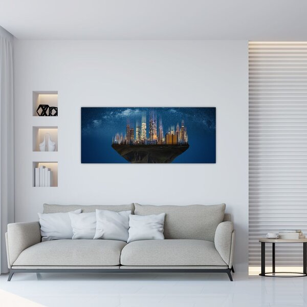 Tablou - Metropola plutind în spațiu (120x50 cm)