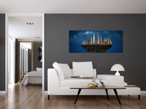Tablou - Metropola plutind în spațiu (120x50 cm)