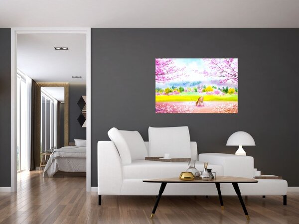 Tablou - Căprioară pictată, acuarelă (90x60 cm)