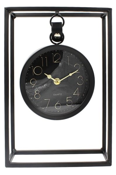 Ceas de masă H&S Collection, design industrial, metal negru, 30x20x8 cm, diametru 15 cm