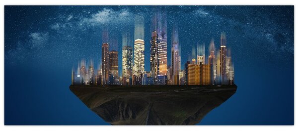 Tablou - Metropola plutind în spațiu (120x50 cm)