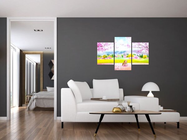 Tablou - Căprioară pictată, acuarelă (90x60 cm)
