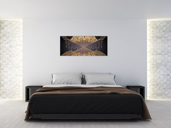 Tablou - Mandala aurie cu săgeți (120x50 cm)