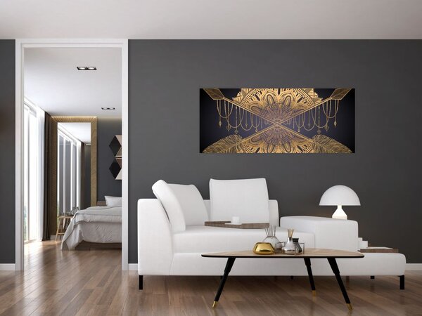 Tablou - Mandala aurie cu săgeți (120x50 cm)