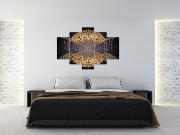 Tablou - Mandala aurie cu săgeți (150x105 cm)
