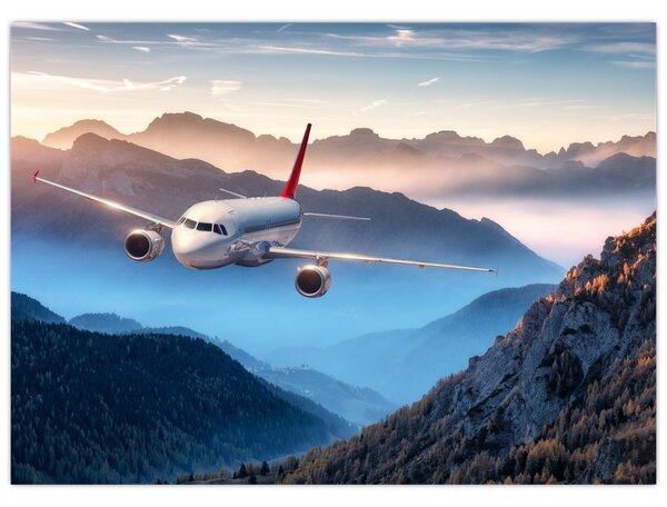 Tablou - Avion peste crestele montane (70x50 cm)