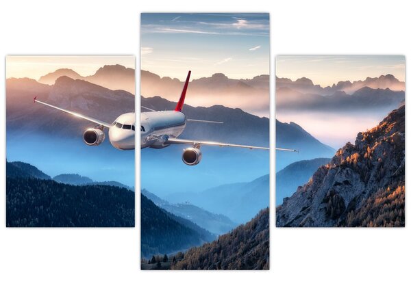 Tablou - Avion peste crestele montane (90x60 cm)