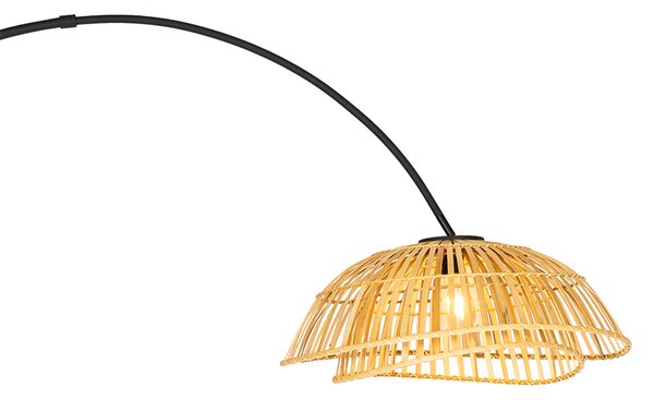 Lampă arcadă orientală neagră cu bambus natural - Pua