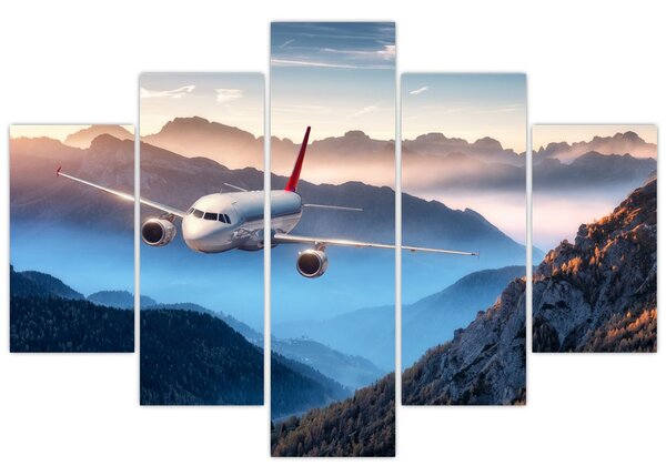 Tablou - Avion peste crestele montane (150x105 cm)