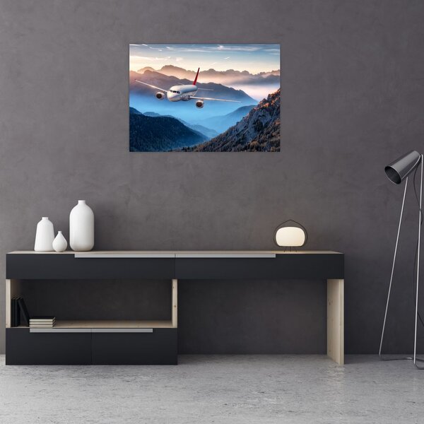 Tablou - Avion peste crestele montane (70x50 cm)